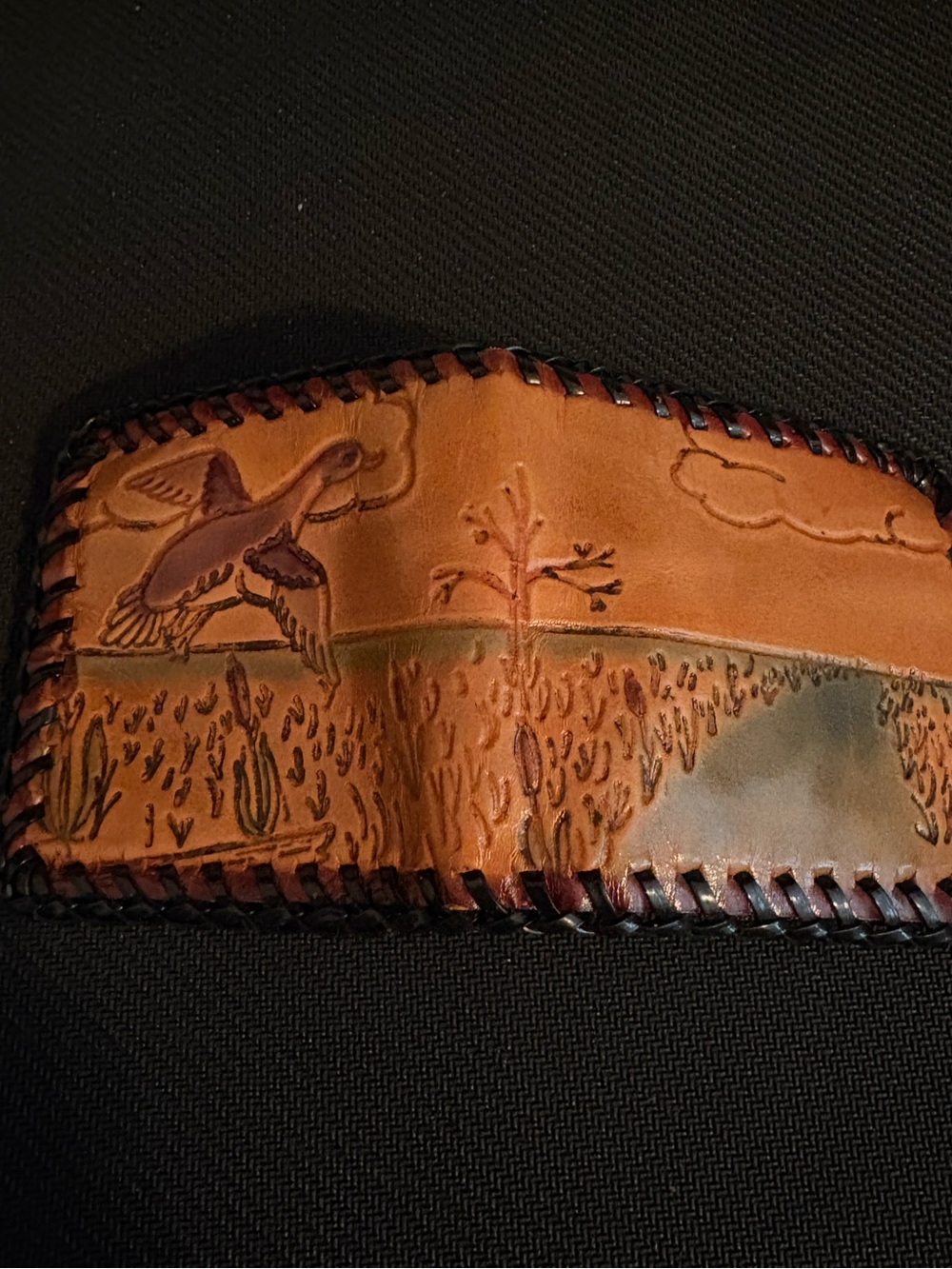Vtg Handcrafted leather wallet